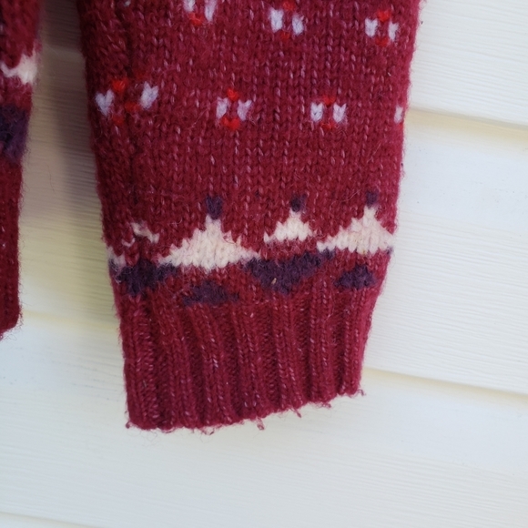 AMERICAN Eagle Fair Isle Pullover Sweater Small Mock Neck Red Nordic - Picture 6 of 11